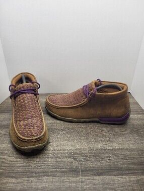 Twisted X Chukka Driving Moc Purple Detail Women's Size 9.5 Wdm0042